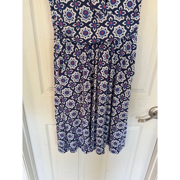 Boden Blue Sleeveless V-neck Mini Dress 4R Jersey Knit Pockets Knee Length Aline - Picture 3 of 11